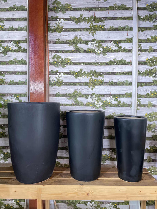 Black Ceramic Pots Set